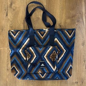 Adidas Blue and Brown Geometric Tote Bag